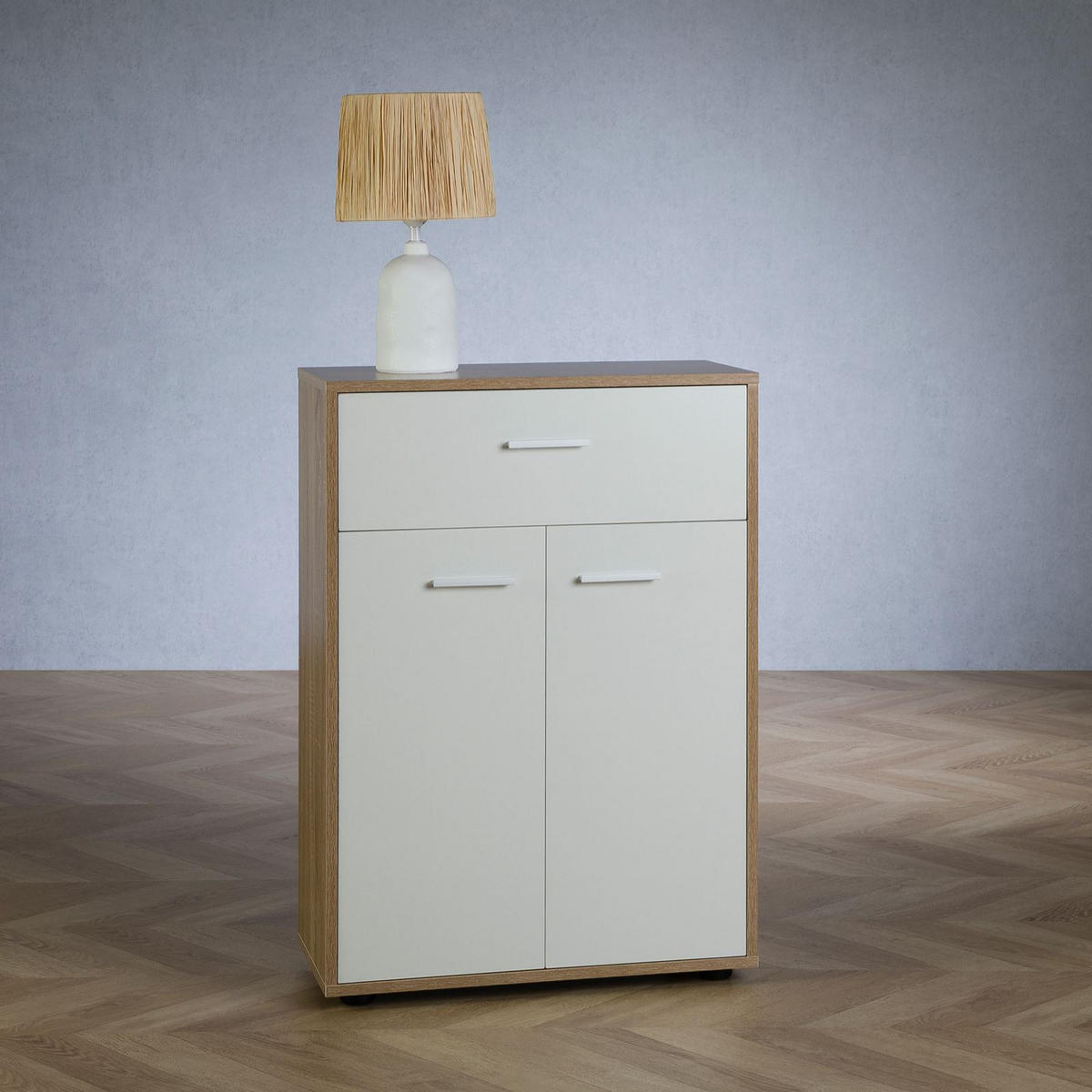 KOMMODE TOMMY - Weiß/Sonoma Eiche, Holzwerkstoff (60/84/30cm) - CARO-Möbel