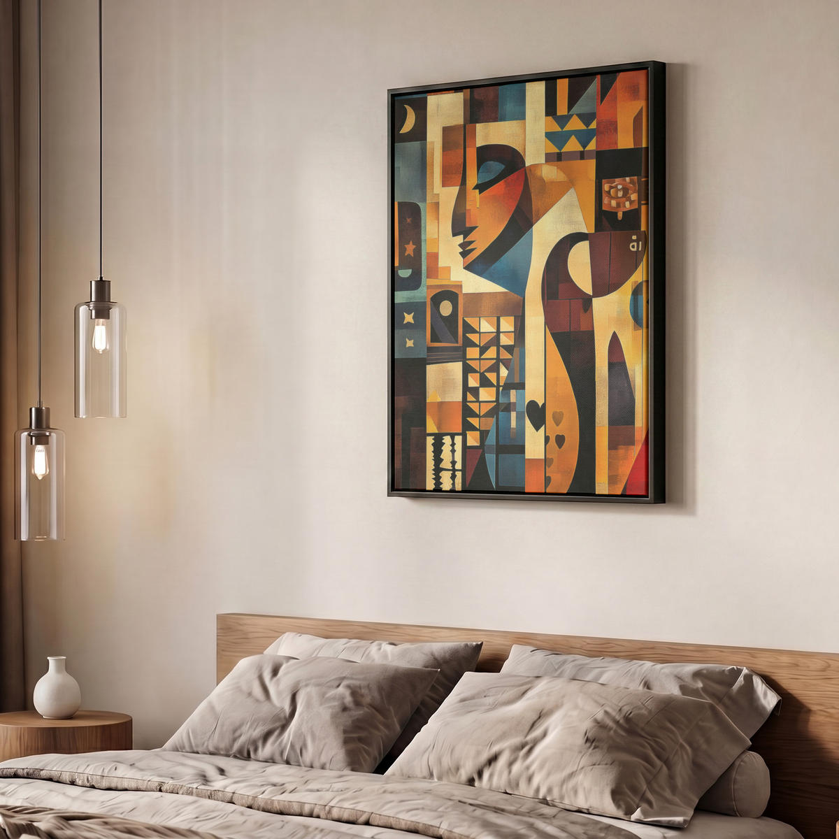 LEINWAND Bilder mit Rahmen - Figuren - Abstrakt - Symbole - 50x70 - Terracotta, Textil (50/70cm) - MuchoWow