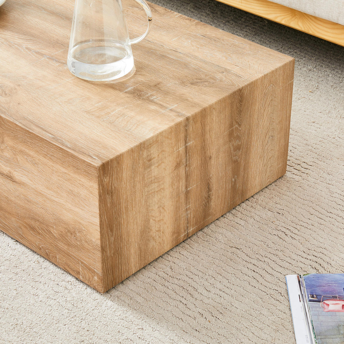 COUCHTISCH aus MDF 90x50x30 cm in Naturfarben mit montagefreiem Design - Naturfarben, Holzwerkstoff (90/50/30cm) - Modfu