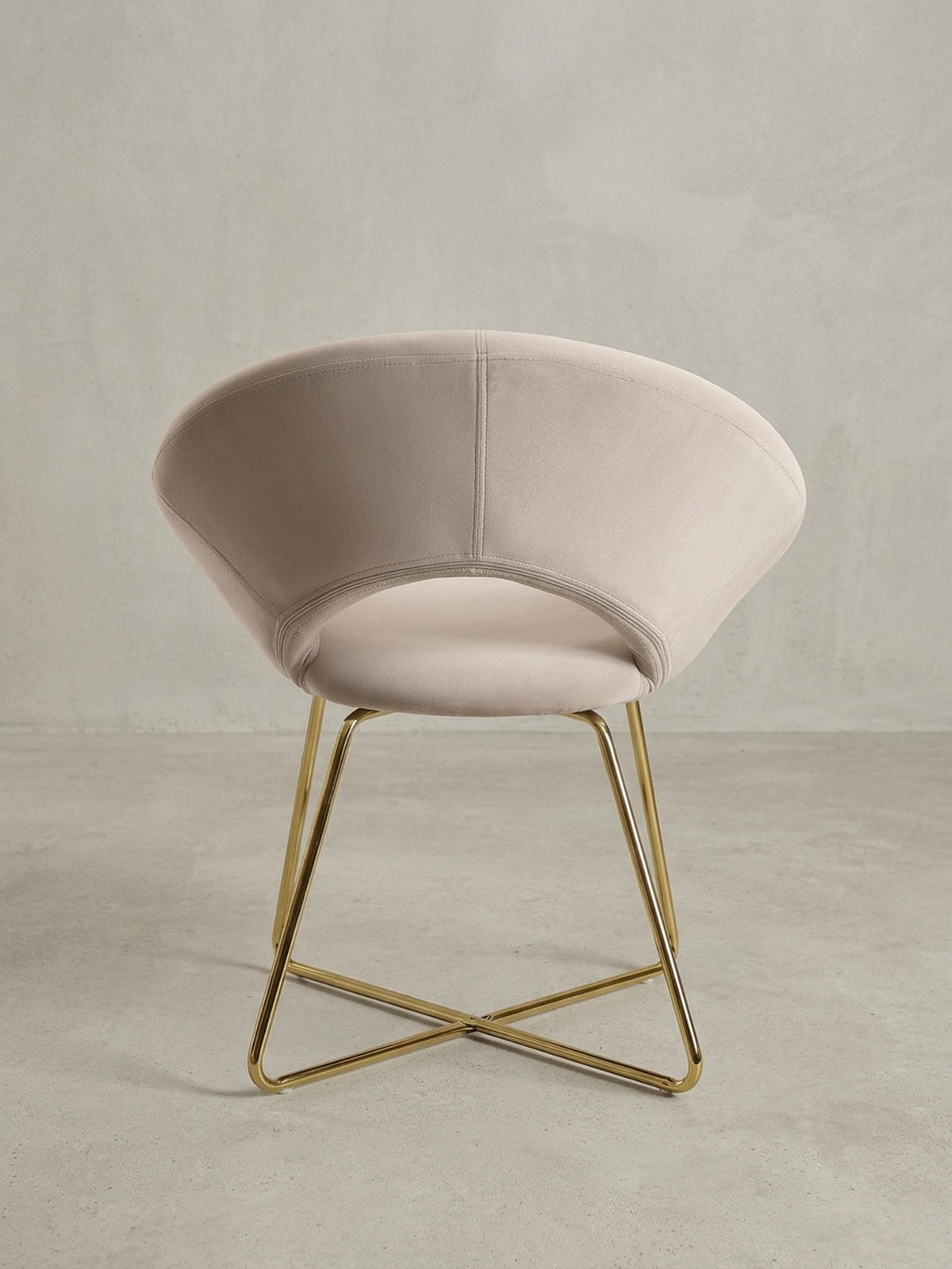 ESSZIMMERSTUHL Samtbezug mit Metallgestell Modern gepolstert, Beige - Beige/Goldfarben, Textil/Metall (60/83/57cm) - KADIMA DESIGN