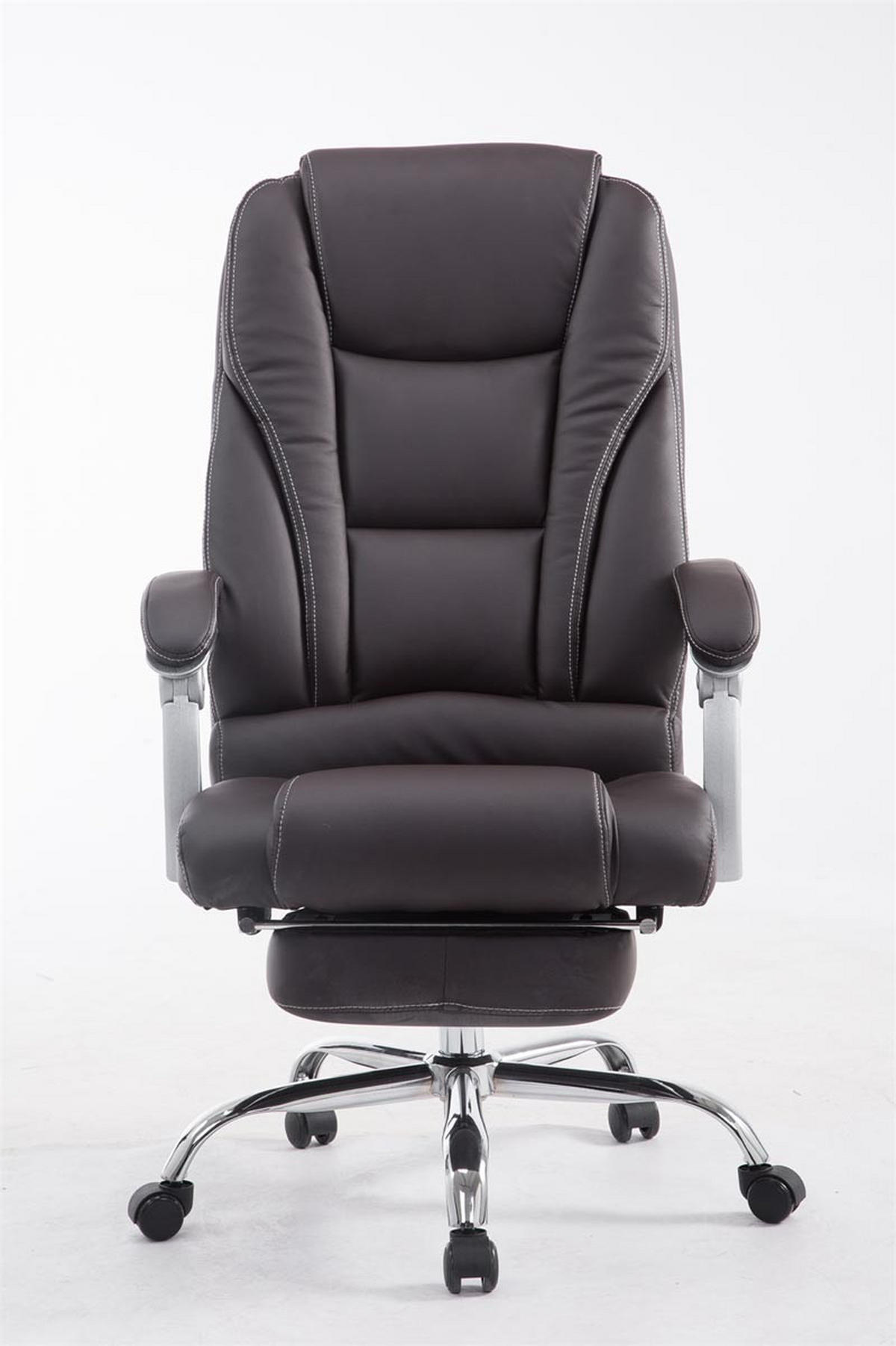 CHEFSESSEL Lederlook braun - Chromfarben/Braun, Textil/Metall (68/118/64cm) - CLP