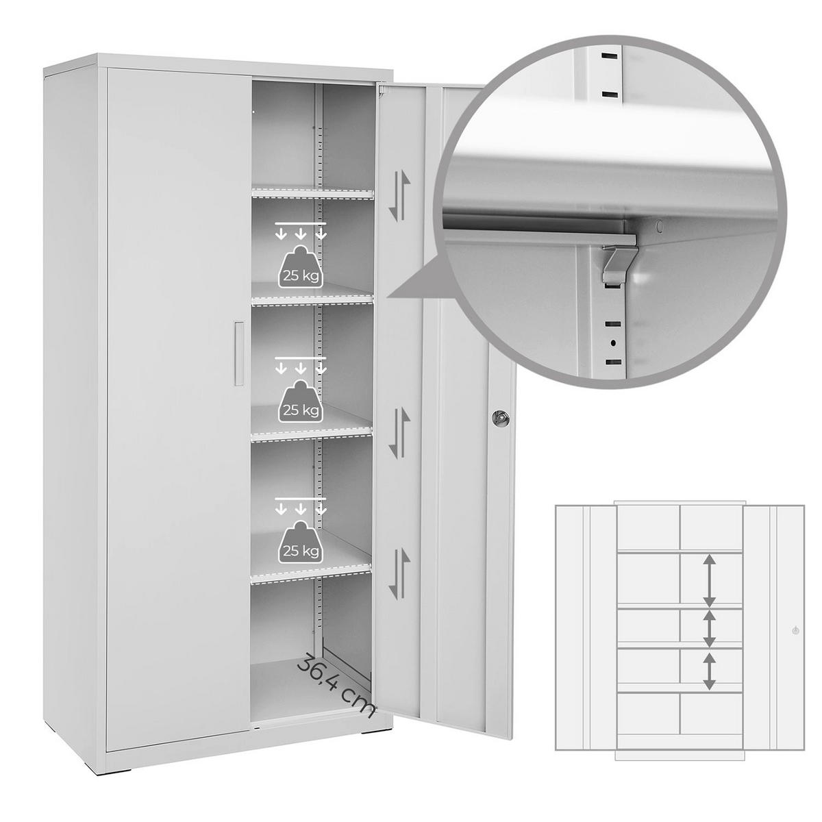 AKTENSCHRANK - Grau, Metall (40/180/80cm) - Hansiro