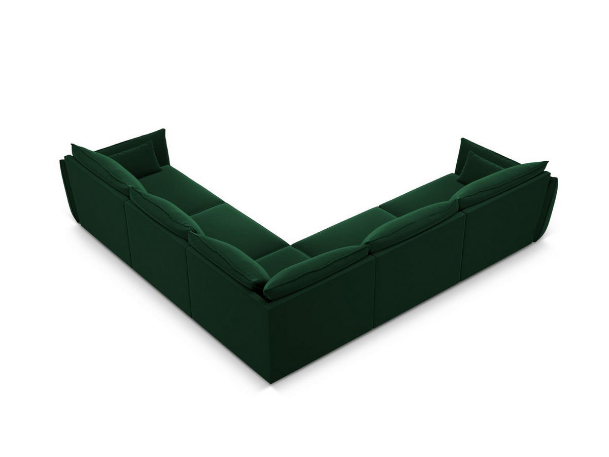 WENDBARES-ECKSOFA Kaelle aus Samt flaschengrün 7 Sitzplätze - Dunkelgrün, Textil (286/286cm) - Micadoni