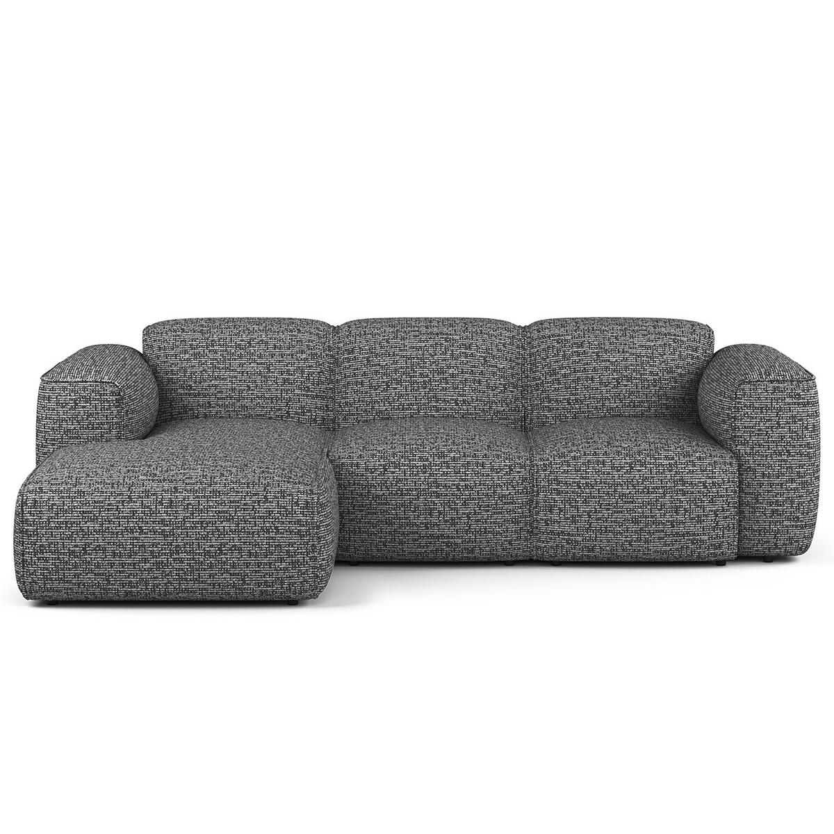 3-SITZER ECKSOFA mit Longchair - Schwarz/Grau, Kunststoff/Textil (251/173cm) - home24