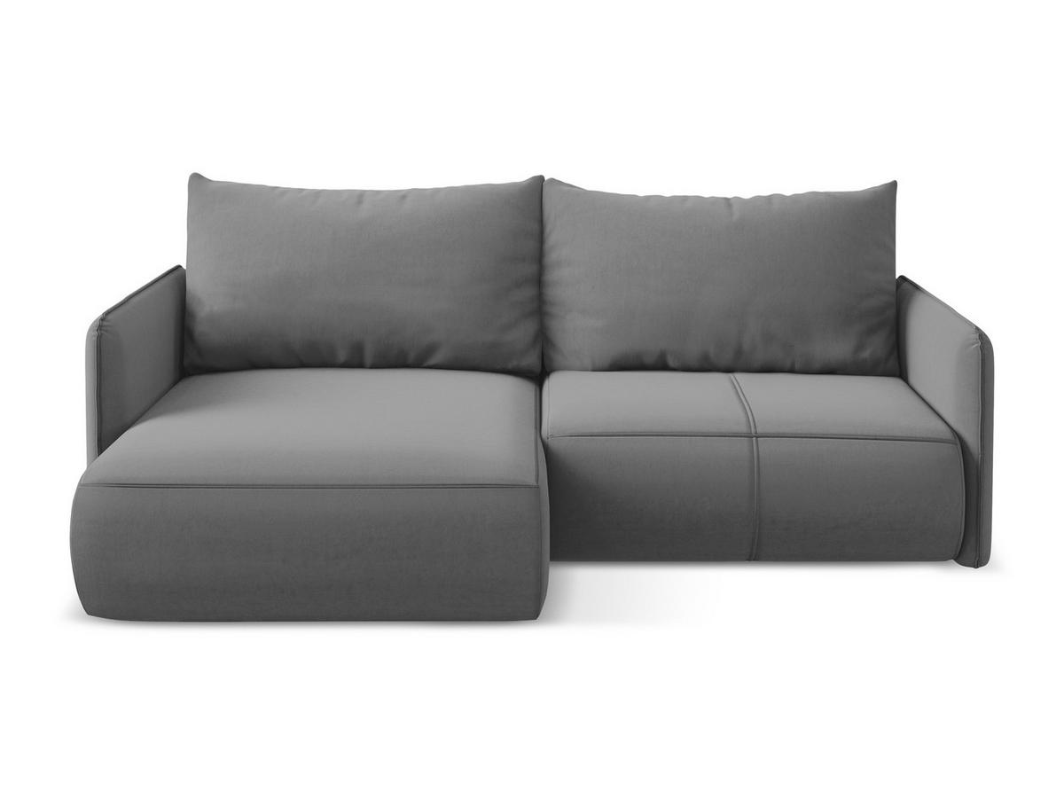 ECKSOFA mit Schlaffunktion Samt Stoff Grau - Schwarz/Grau, Kunststoff/Textil (148/207cm) - Makamii