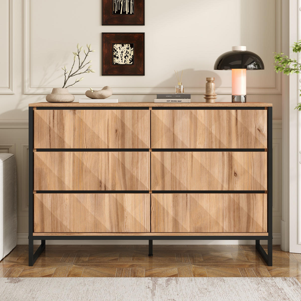 SIDEBOARD Schwarz Holzoptik Metallbeine erhöhte Türen - Multicolor, Holzwerkstoff (40/80/120cm) - FLIEKS