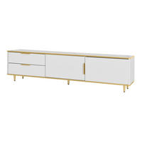 TV-SCHRANK 175/40/45 cm weiß mit goldenen Griffen und Schnitzmustern - Weiß, Holzwerkstoff (175/45/40cm) - OKWISH