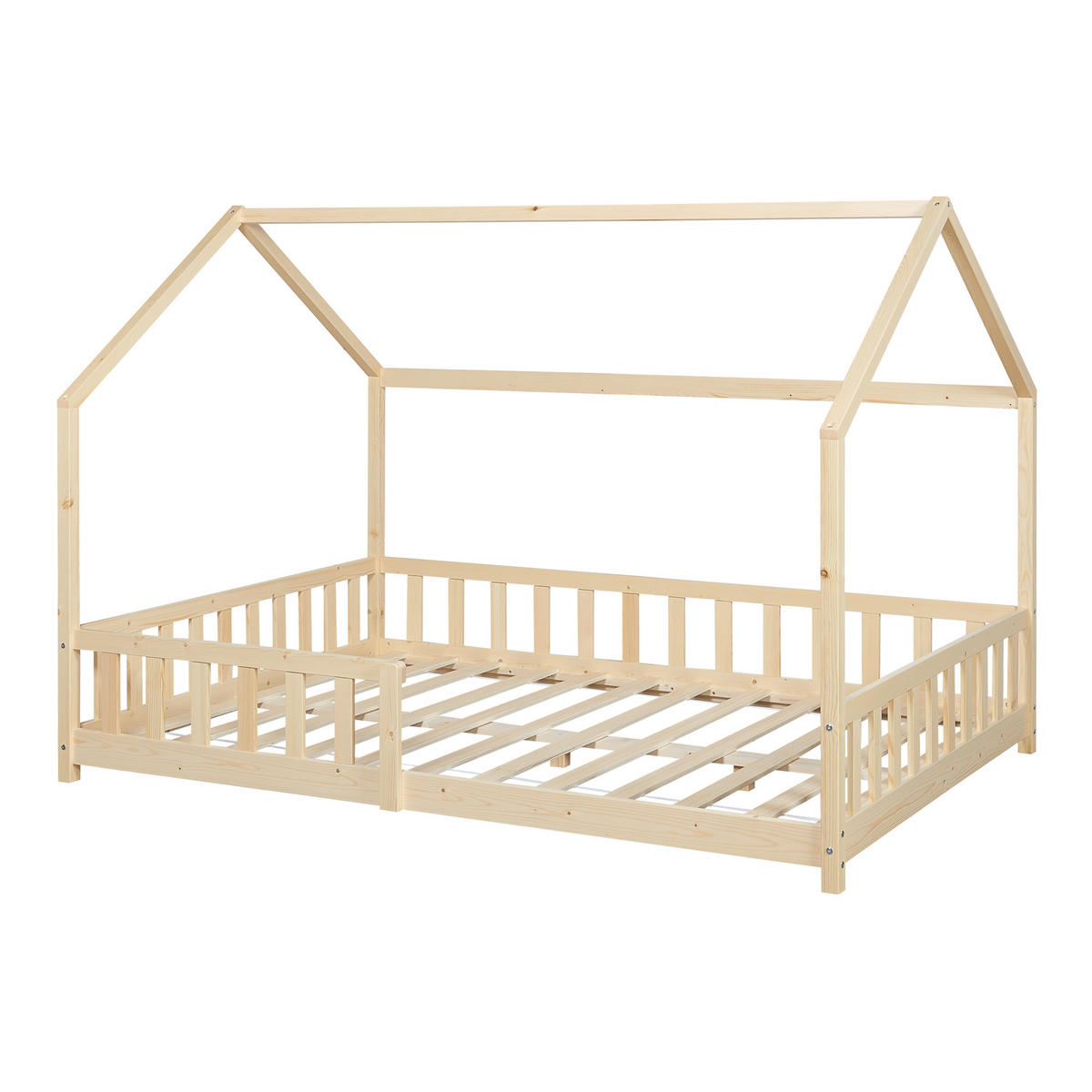 HAUSBETT Hesel - Naturfarben, Holz (120/200cm) - [en.casa]
