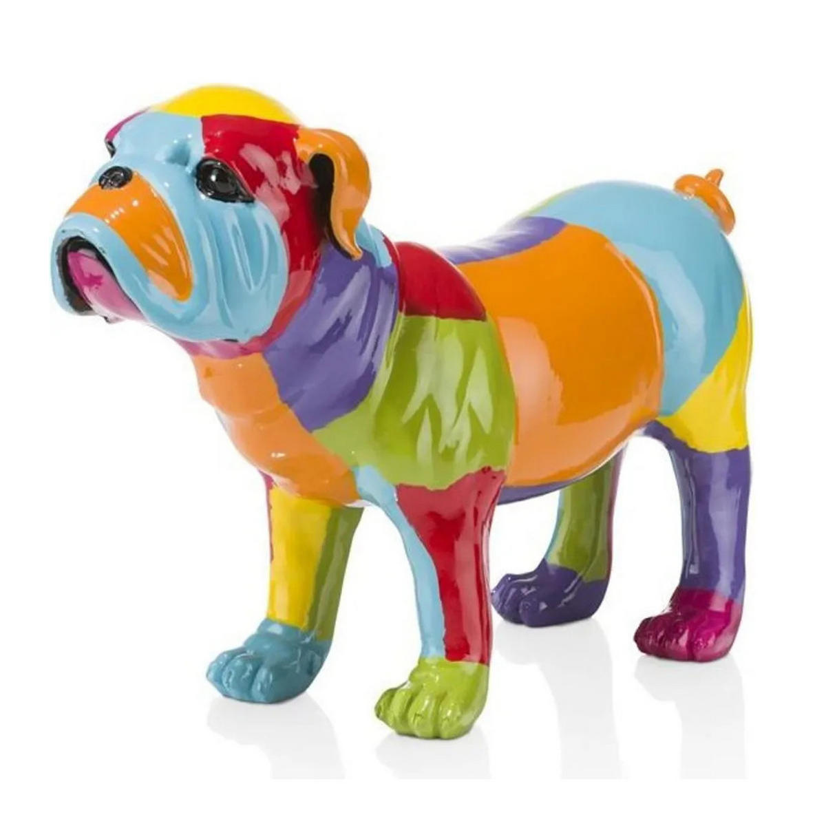 STATUE DOGGE, Deko Figur, Hund Figur, Skulptur, Bunte Figur, Tierfigur, Deko Hund, Wohn Deko, Garten Deko, Geschenk Idee, Modern, Kunst Figur - Multicolor, Naturmaterialien (25/20/10cm) - COCOMaison