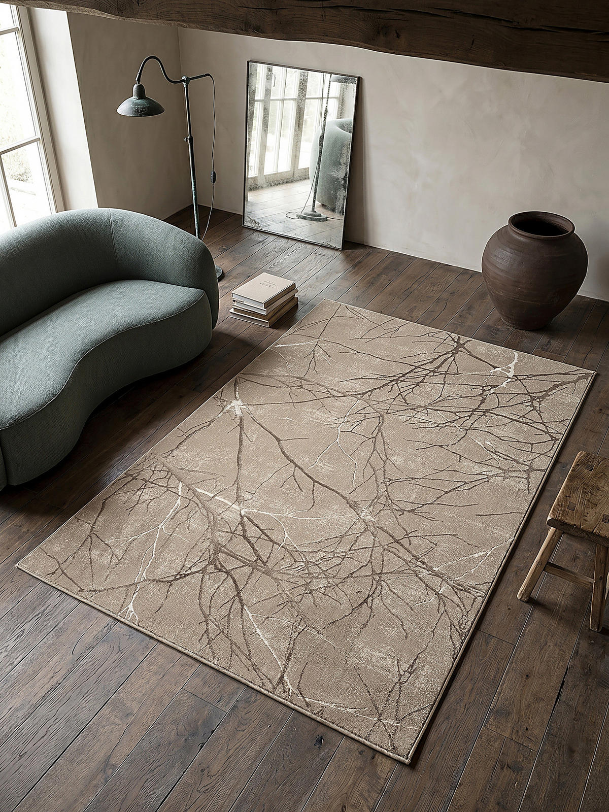 KURZFLORTEPPICH Abstrakt KAVALA Polyester Beige 160 x 230 cm - Beige, Textil (160/230cm) - KADIMA DESIGN