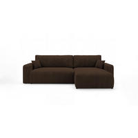 ROHOVÁ pohovka BERLIN pravá hnědá manšestr Poso 6 - funkce spaní, úložný prostor - hnědá, textil (285/184cm) - Cornero