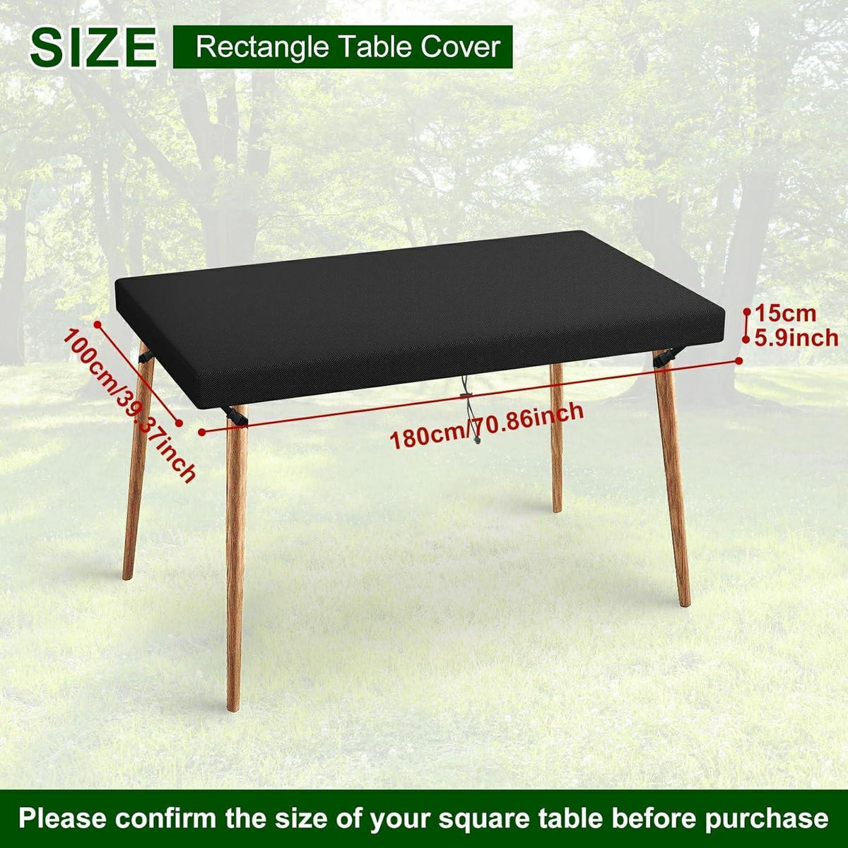 SCHUTZHÜLLE Gartentisch 180 x 100 x 15 cm Rechteckig Wasserdicht 420D Oxford Schwarz - Schwarz, Textil (100/5/180cm)