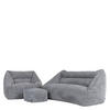 SITZSACK Sofa mit Sessel und Hocker Cecilia - Grau, Textil (160/70/93cm) - icon