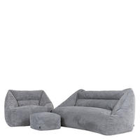 SITZSACK Sofa mit Sessel und Hocker Cecilia - Grau, Textil (160/70/93cm) - icon