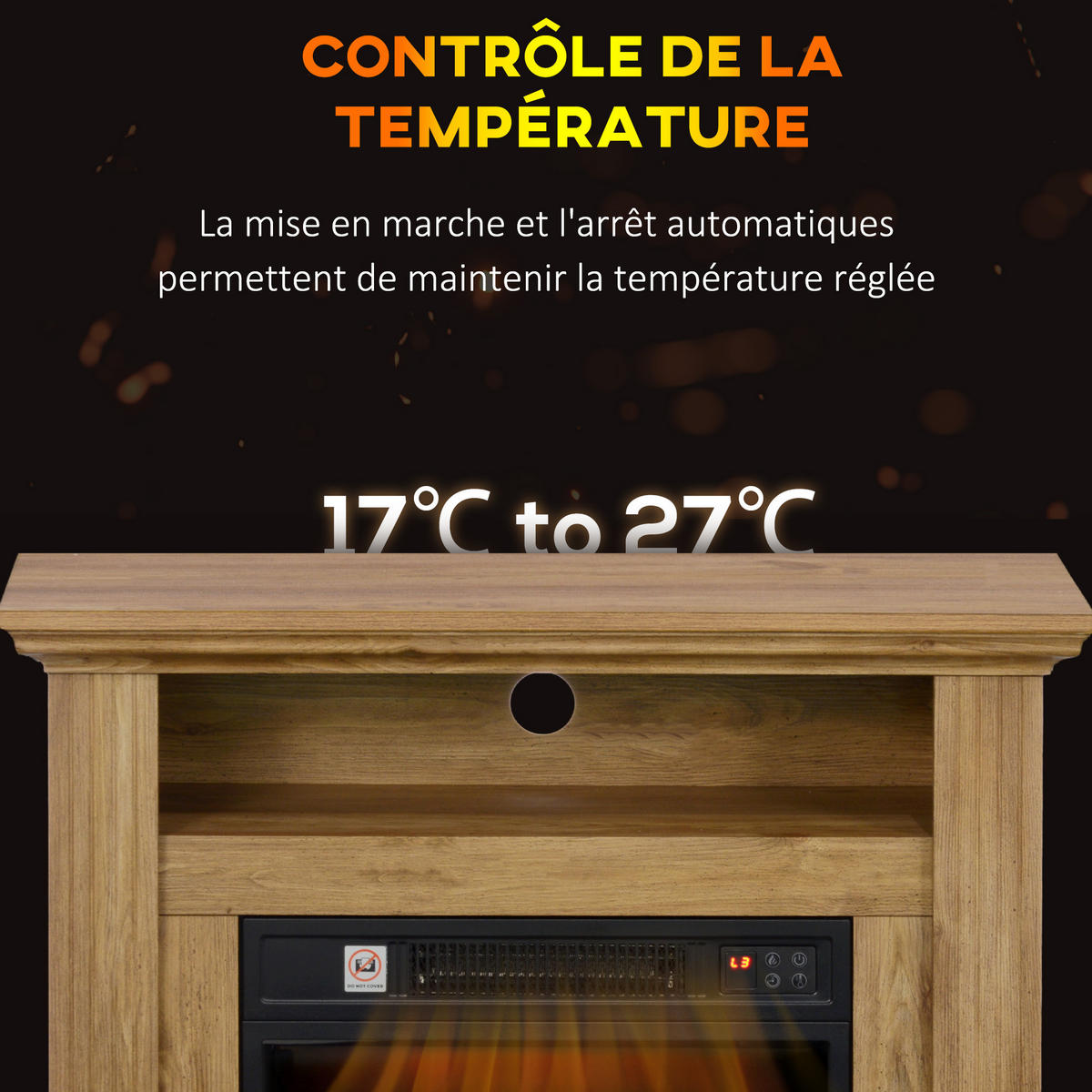 ELEKTROKAMIN DE-17042 3D-Flammeneffekt mit Fernbedienung Holzoptik Braun - Braun, Holzwerkstoff (81.5/76.2/30cm) - ComfortXL