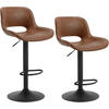 BARHOCKER 2er Set, Kunstleder Metall, Braun - Schwarz/Braun, Kunststoff/Metall (49/84/49cm) - Woltu