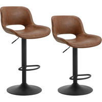 BARHOCKER 2er Set, Kunstleder Metall, Braun - Schwarz/Braun, Kunststoff/Metall (49/84/49cm) - Woltu