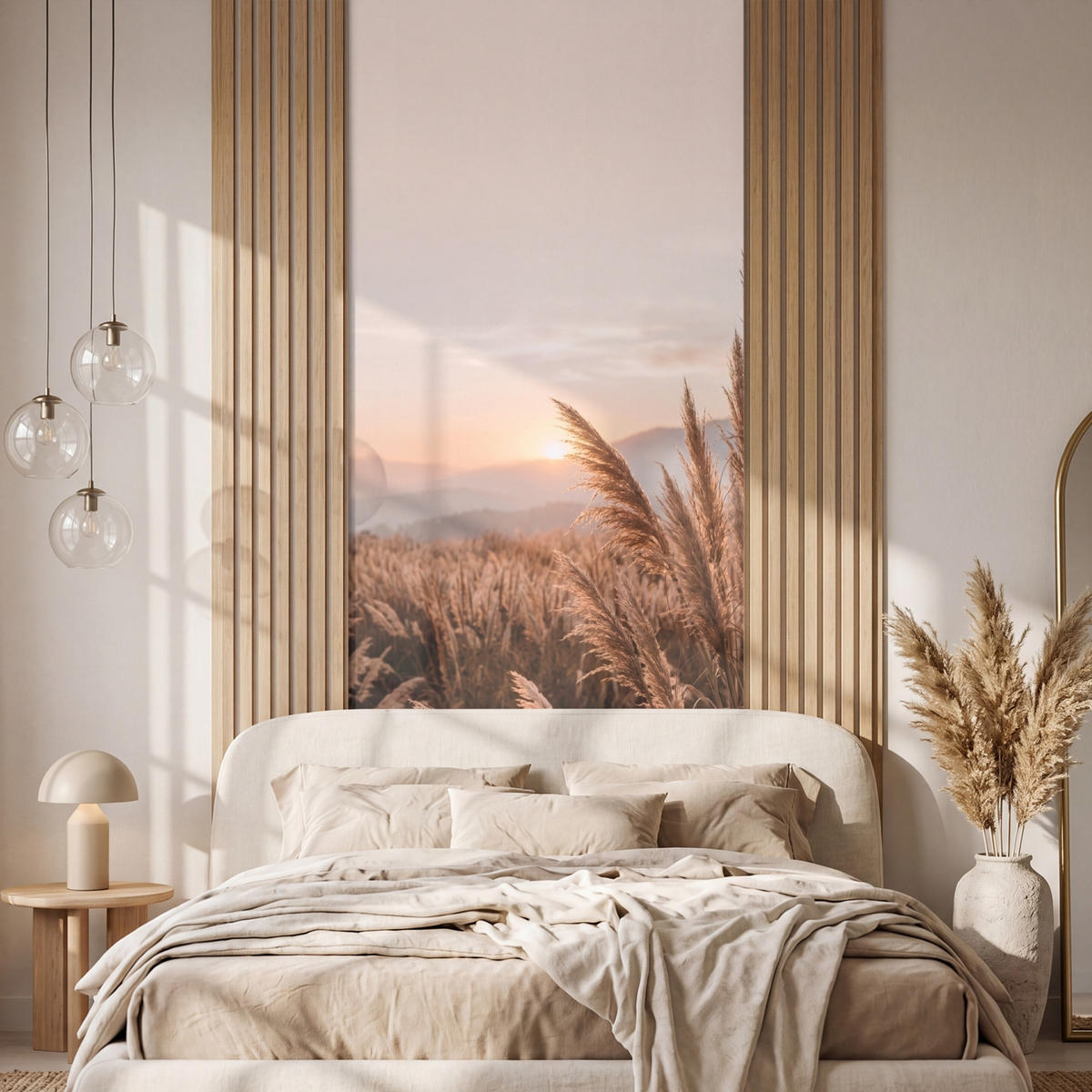 TAPETE - Gras - Feld - Sonne - Natur - 100x240 cm - Sandfarben, Papier (100/240cm) - OnlyWow