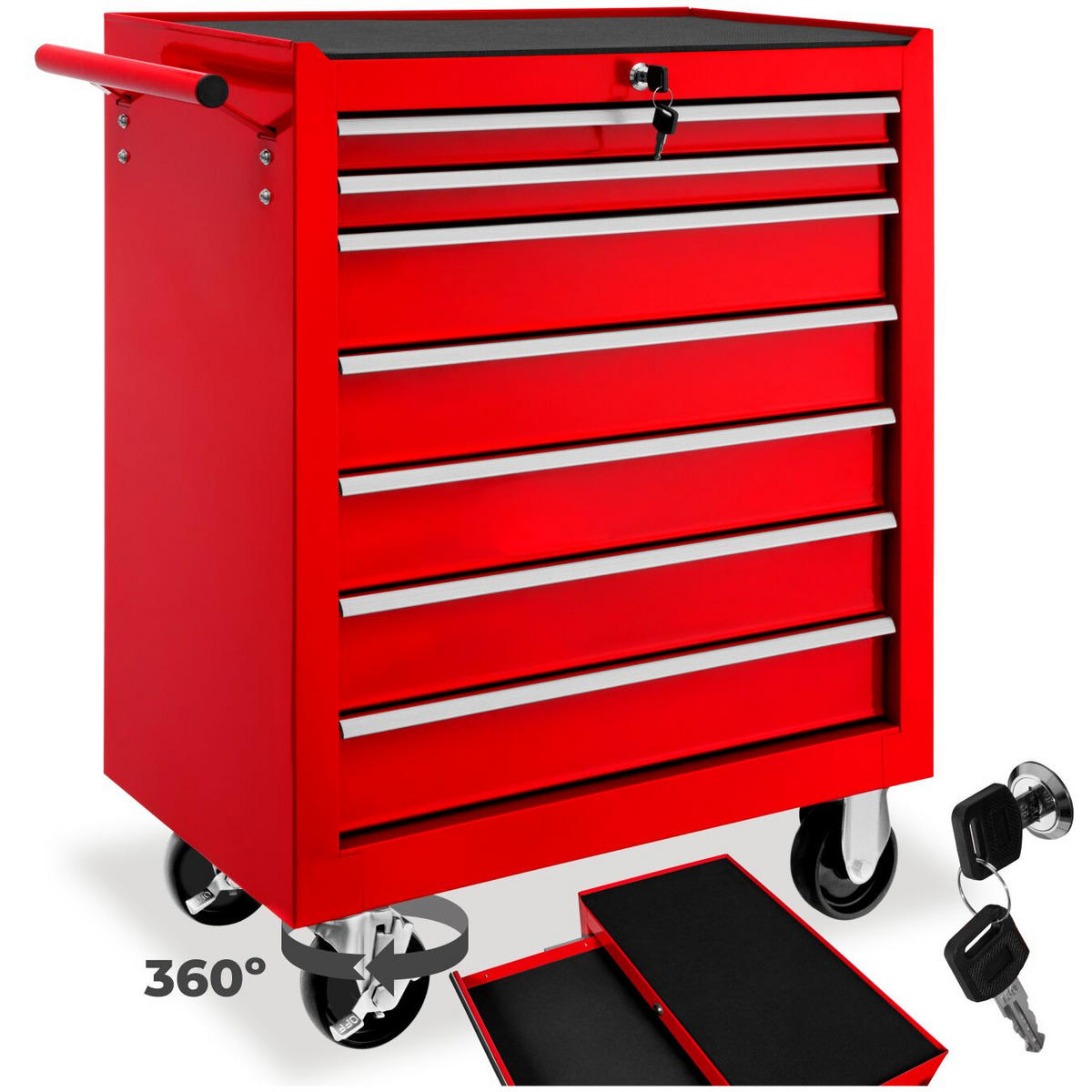 WERKZEUGWAGEN ,Rollen Ø 100 mm,rot - Rot, Metall (33/79/69cm) - tectake