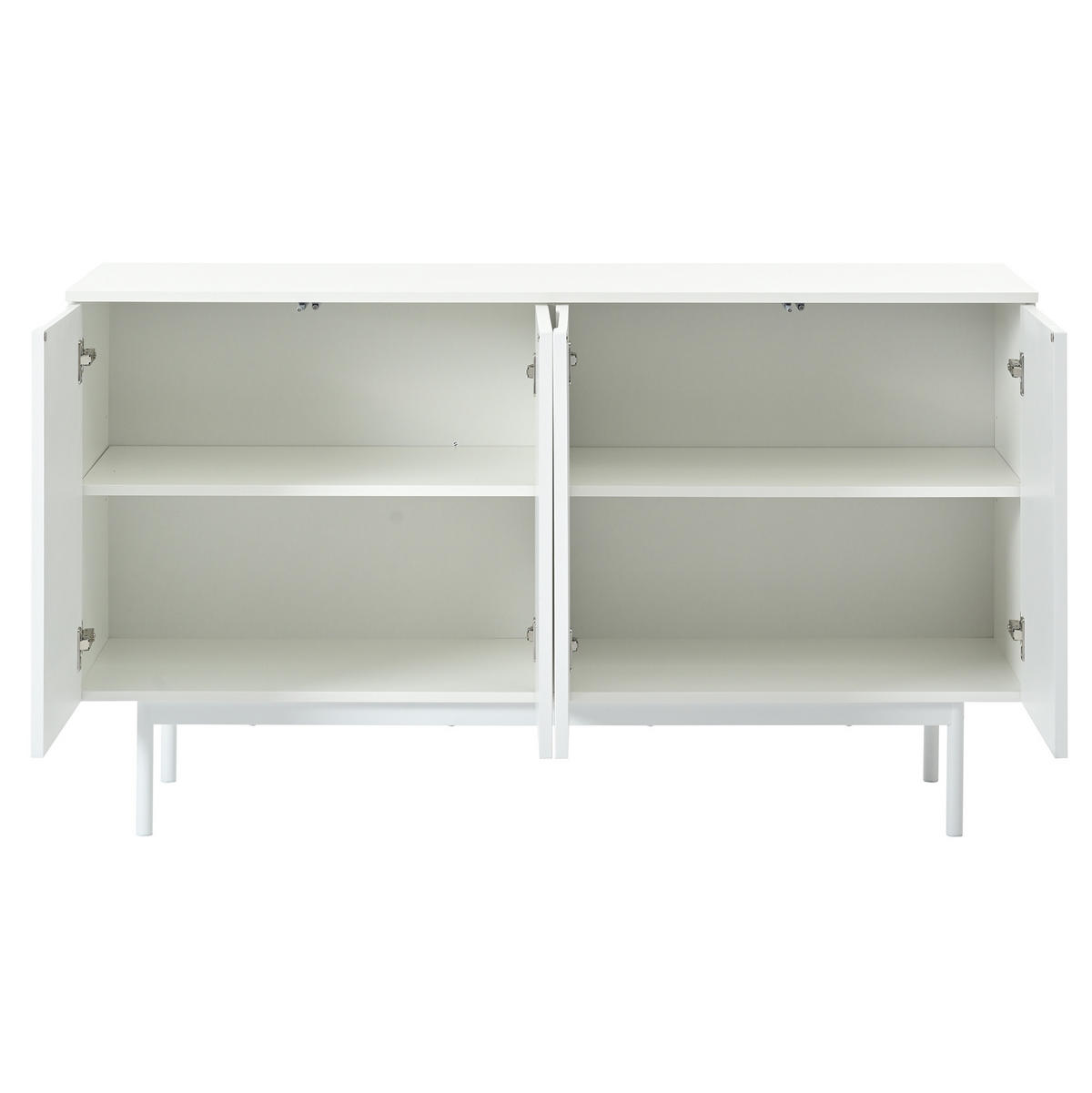 BOČNÍ skříň bílá z MDF s obloukovými dvířky a 2 nastavitelnými policemi - bílá, kompozitní dřevo (140/80/42cm) - OKWISH