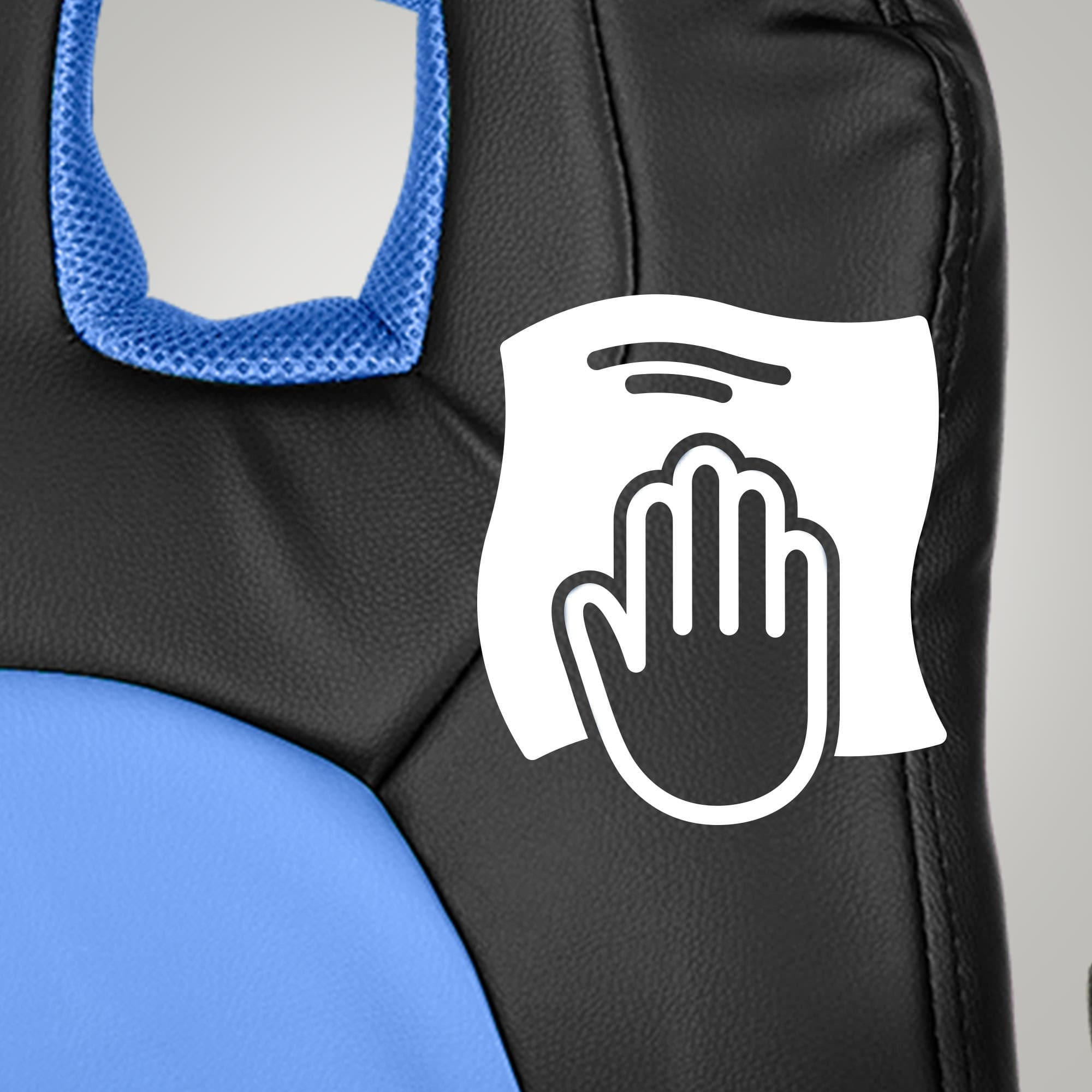 JUGENDDREHSTUHL Lederlook Schwarz/Blau - Blau/Schwarz, Kunststoff/Textil (56/83/59cm) - CLP