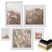 WANDBILDER 5er-Set - 50x50 cm & 20x30 cm & 40x60 cm Weißer Rahmen - Wildblumen auf den Wiesen im Sommer - Weiß, Kunststoff (40/60cm) - ArtPrintCave