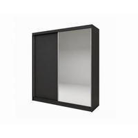 SCHWEBETÜRENSCHRANK Pamela 200 cm mit Spiegel, 2-türig, schwarz - Schwarz, Kunststoff (200/216/61cm) - Margaret Hadas24