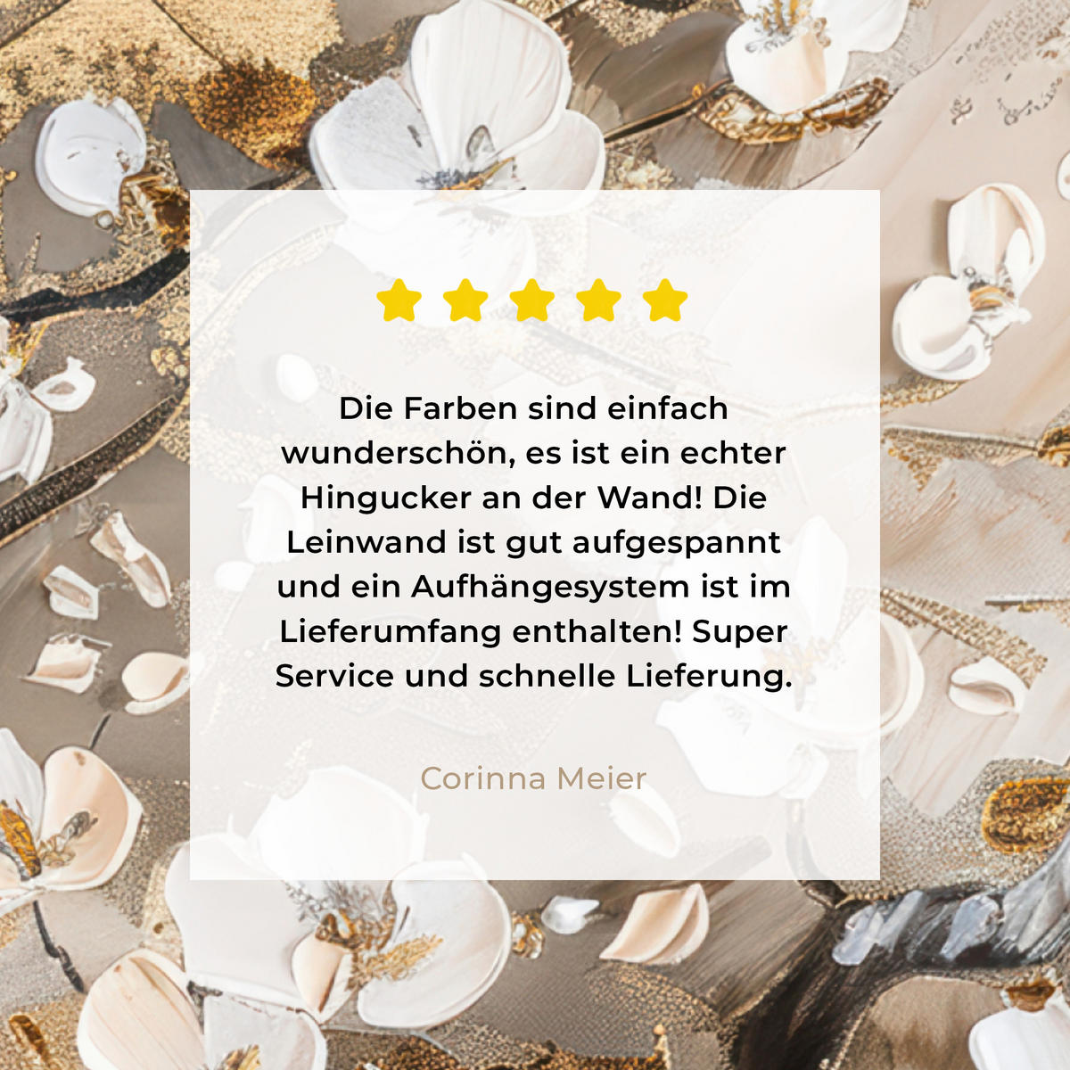 LEINWANDBILD - Blumen - Weiß - Gold - Beige - Luxus - 90x90 - Gemälde - Greige, Textil (90/90cm) - MuchoWow