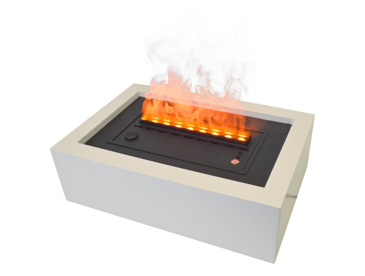 WASSERKAMIN zur Dekoration Weiß Tischmodell inklusive 1.5 L Tank - Weiß, Metall (54/36/16cm) - Purline