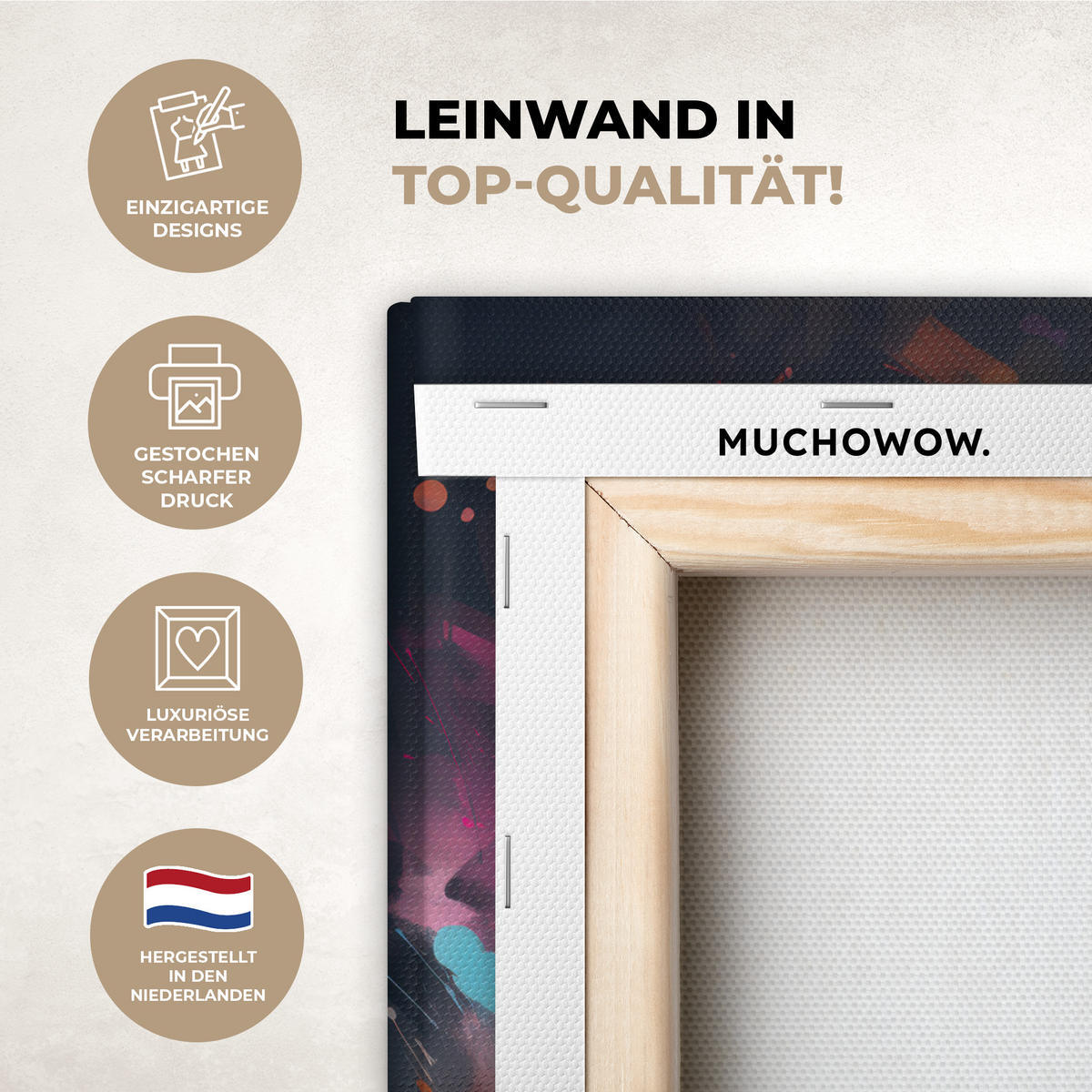 LEINWANDBILD Panda - Jacke - Graffiti - Orange Deko Wohnzimmer 20x30 cm - Orange, Textil (20/30cm) - MuchoWow