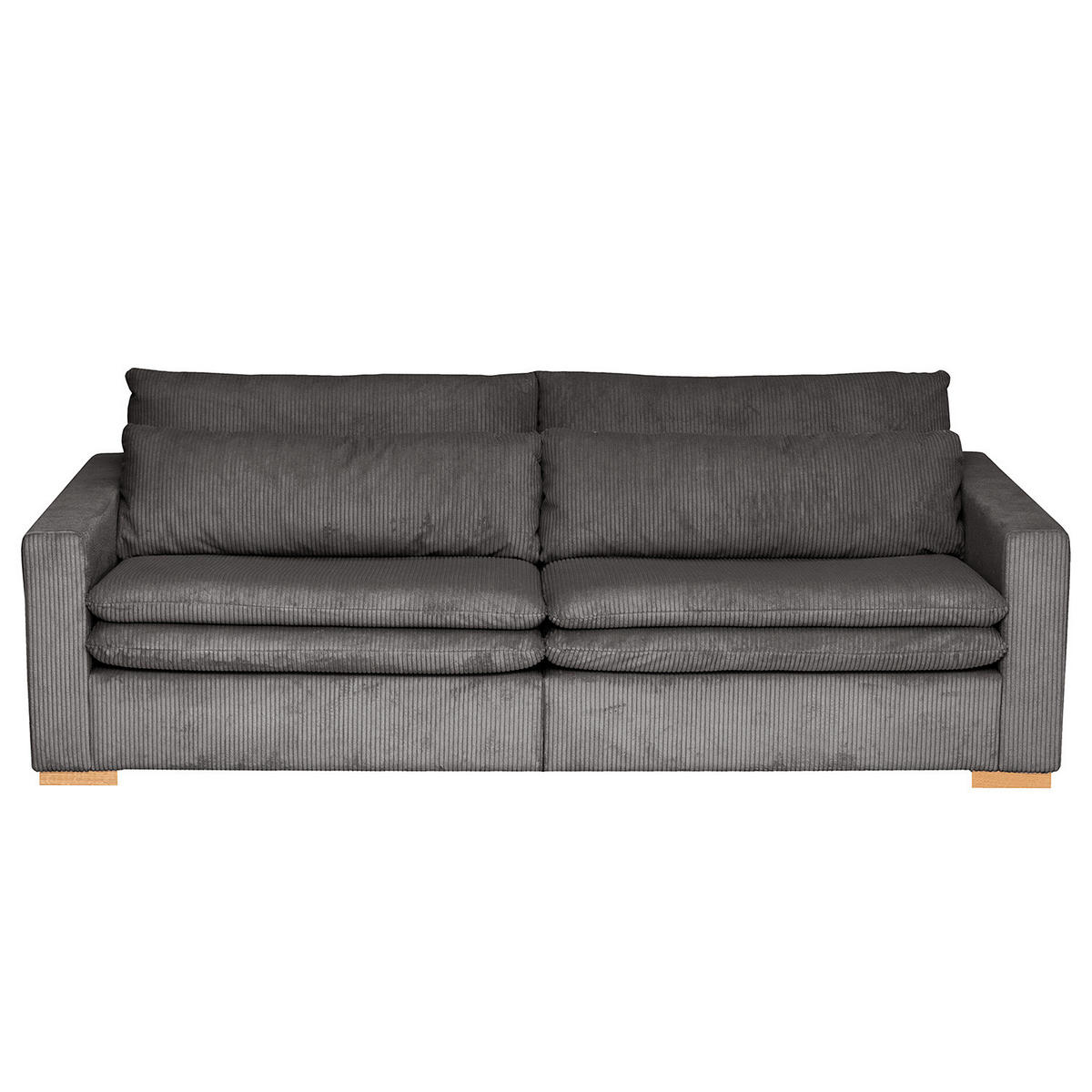 BIGSOFA - Eichefarben/Grau, Eichenholz/Textil (240/82/104cm) - home24