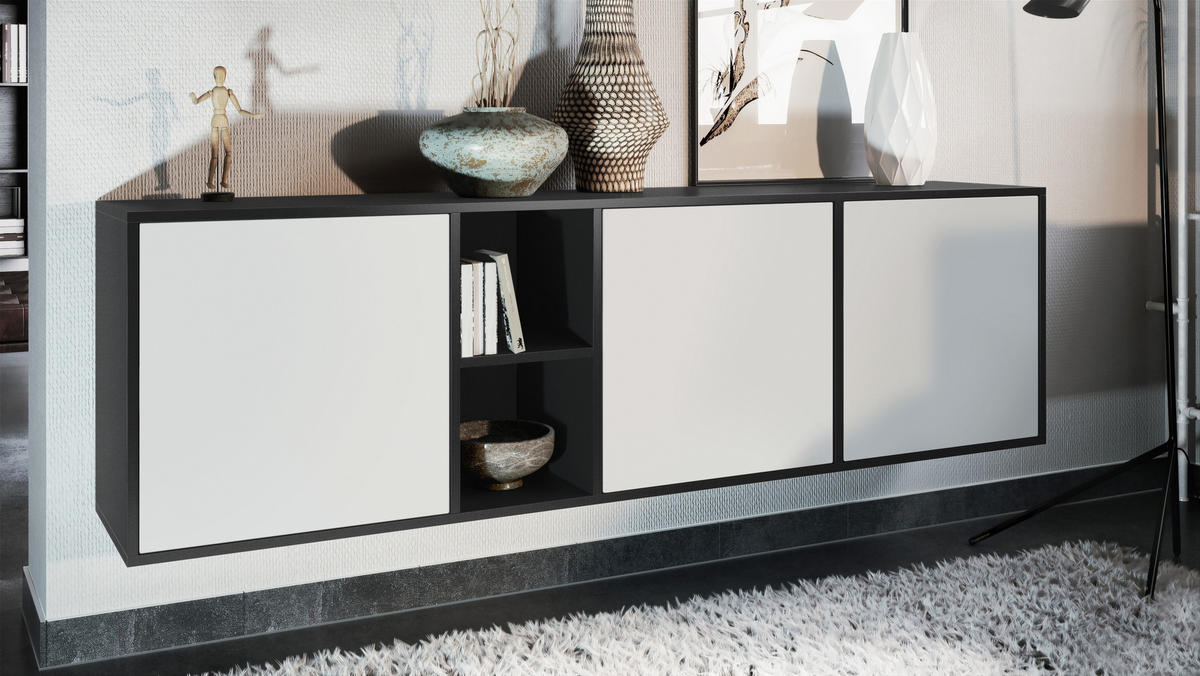 SIDEBOARD Cuba Türen in Weiß matt - Weiß, Holzwerkstoff (182/53/35cm) - Vladon
