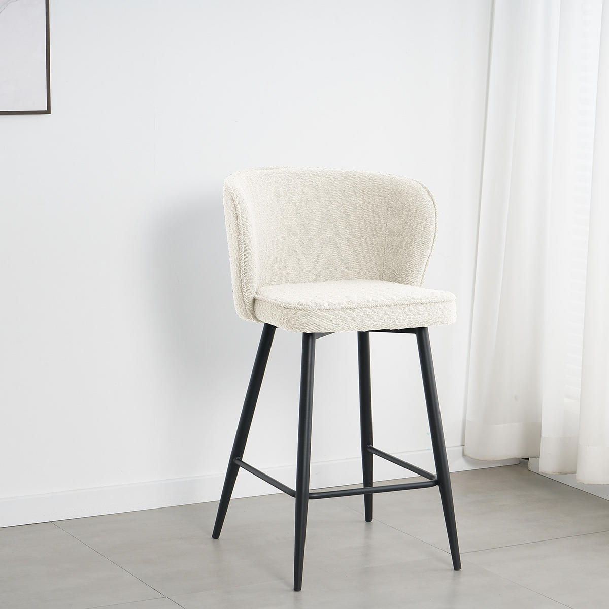 BARHOCKER - 2er-Set - Schwarz/Weiß, Kunststoff/Textil (49/97/53cm) - home24