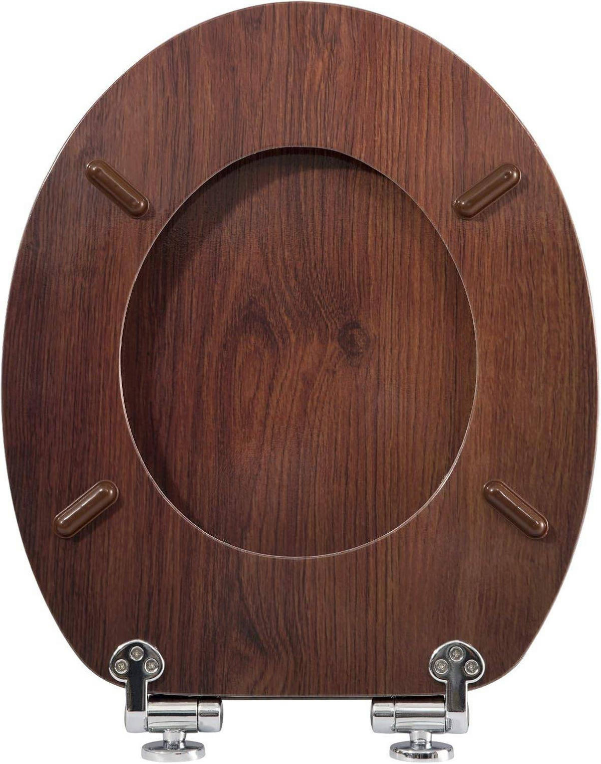 WC SITZ mit Absenkautomatik, MDF Holzkern, Antibakteriell - Braun, Holzwerkstoff (37/2.5/43cm) - Woltu