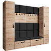 GARDEROBE Margaret XL 242/203/43 mit gepolsterten Paneelen und Schuhschrank - Schwarz/Eiche Artisan, Holzwerkstoff/Kunststoff (242/203/43cm) - Beautysofa