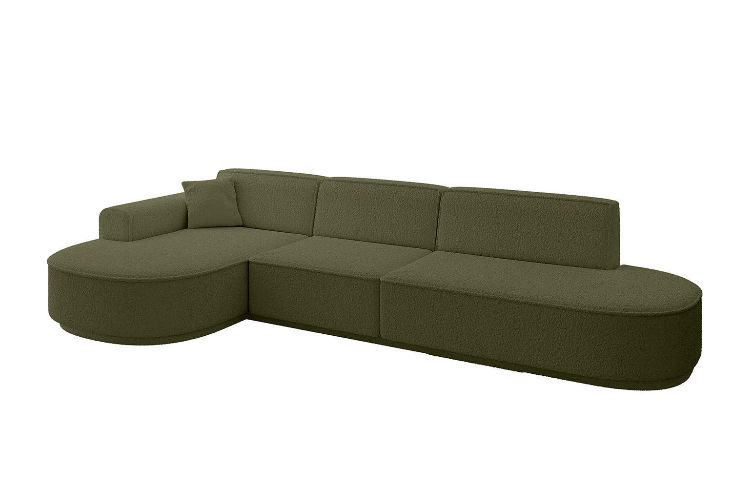 ECKSOFA Ottomane Links MARI-L2-v3 - 328x171x83 cm Grün Bouclé - Schwarz/Grün, Holzwerkstoff/Kunststoff (328/171cm) - ALTDECOR