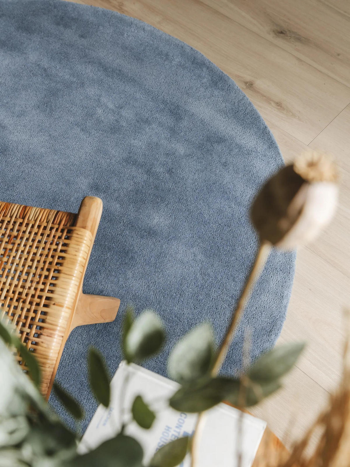 WOLLTEPPICH rund Bent Blau ø 150 cm rund - Blau, Textil (150/150cm) - benuta Nest