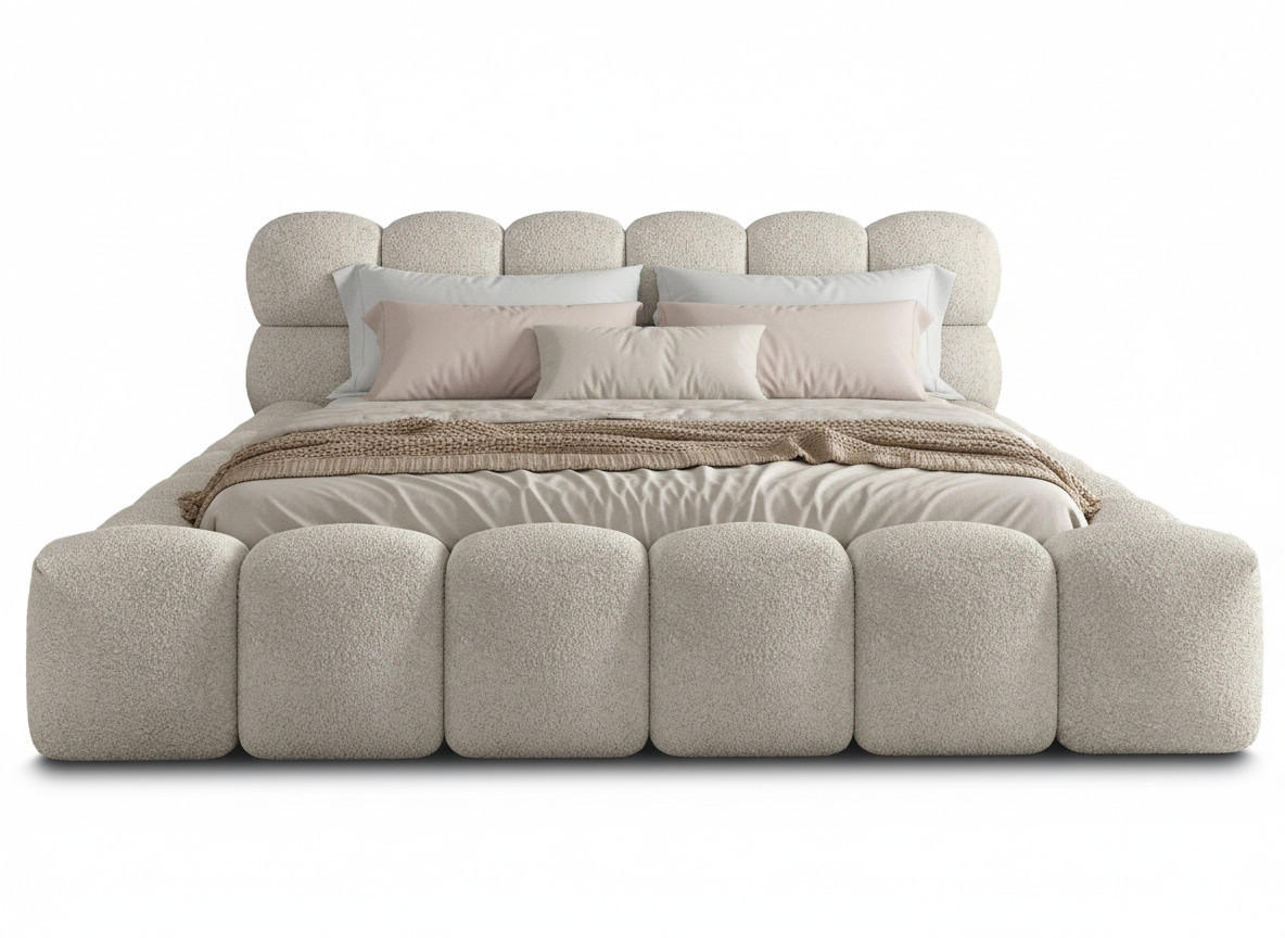 POLSTERBETT Mira 2 Hellbeige 140/200 cm Boucle mit Bettkasten - Beige, Textil/Metall (140/200cm) - wonello