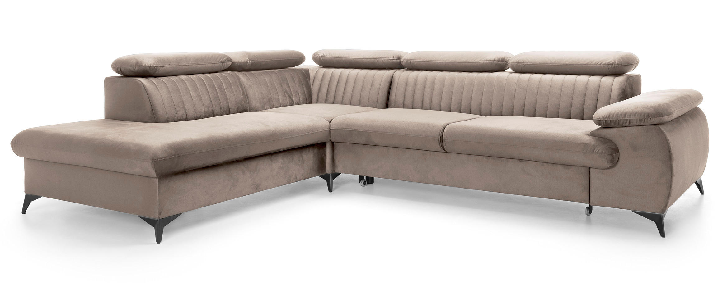 ECKSOFA 275 cm mit verstellbaren Kopfstützen Xanto L, Links, Hellbraun - Hellbraun, Holz (275/221cm) - Emporius