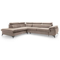 ECKSOFA 275 cm mit verstellbaren Kopfstützen Xanto L, Links, Hellbraun - Hellbraun, Holz (275/221cm) - Emporius