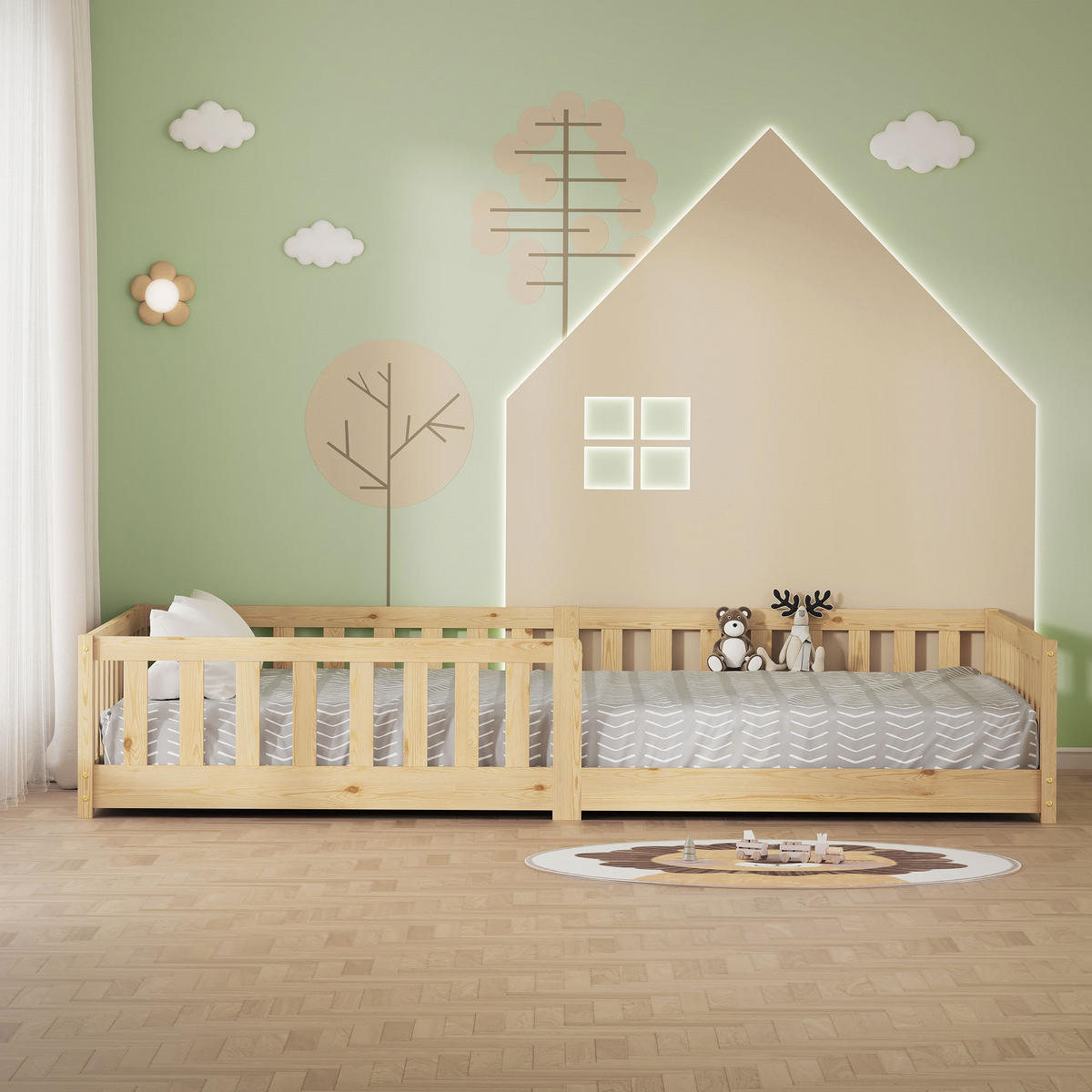 KINDERBETT 140x200 cm Natur aus Kiefernholz - Naturfarben, Holz (200/140cm) - ML-DESIGN