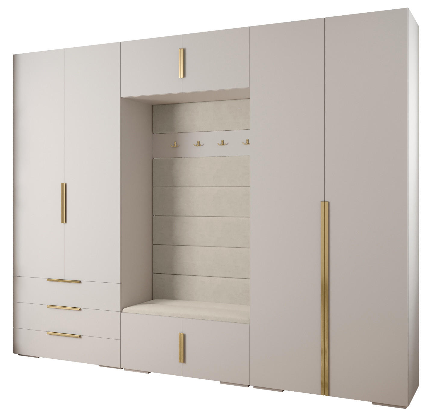GARDEROBEN-SET 236,7/300/47 - Goldfarben/Weiß, Holz/Kunststoff (300/236.7/47cm) - Abiks Möbel