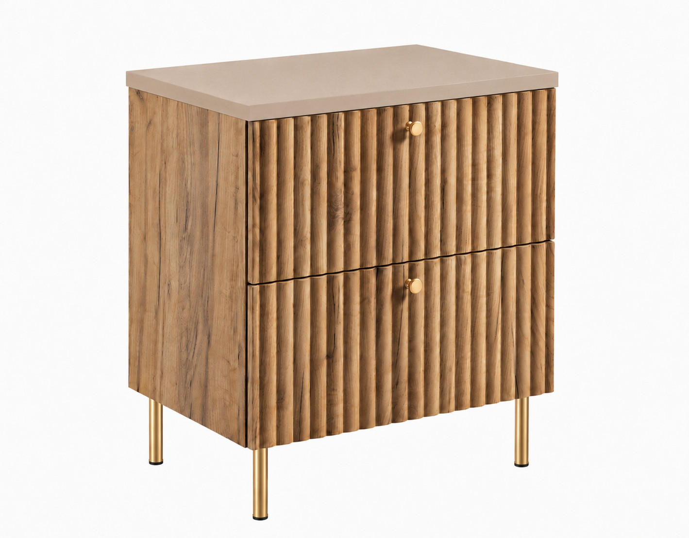 BADEZIMMERSCHRANK: Craft Eiche Gold / Platte Kaschmir / Griffe Gold / Beine Gold, 60 x 44,4 x 73,6 cm - Eichefarben/Goldfarben, Holzwerkstoff (60/73.6/44.4cm) - 3XE LIVING