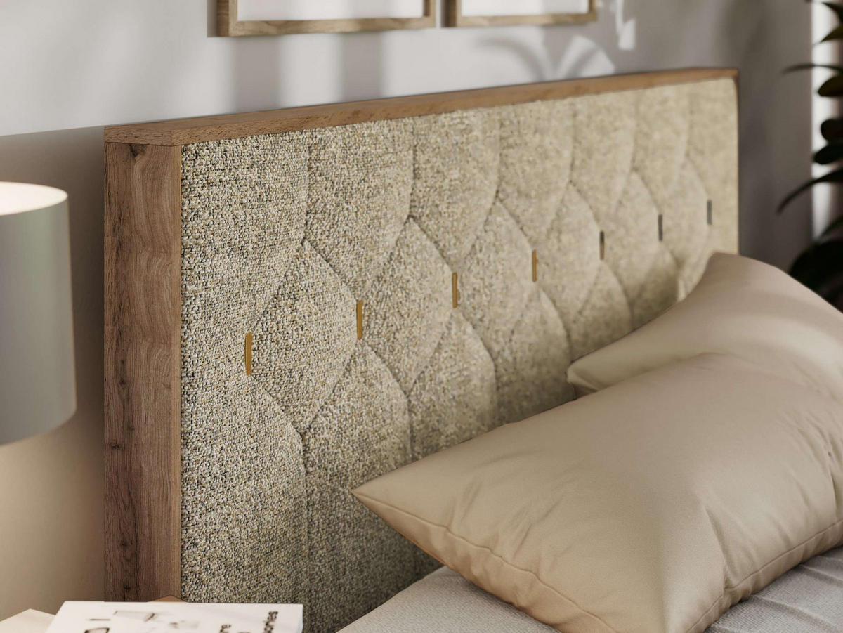 POLSTERBETT LARINO CLASSIC 200/200 - Beige Strukture - Pocket Matratze - Beige, Textil (200/200cm) - MKS