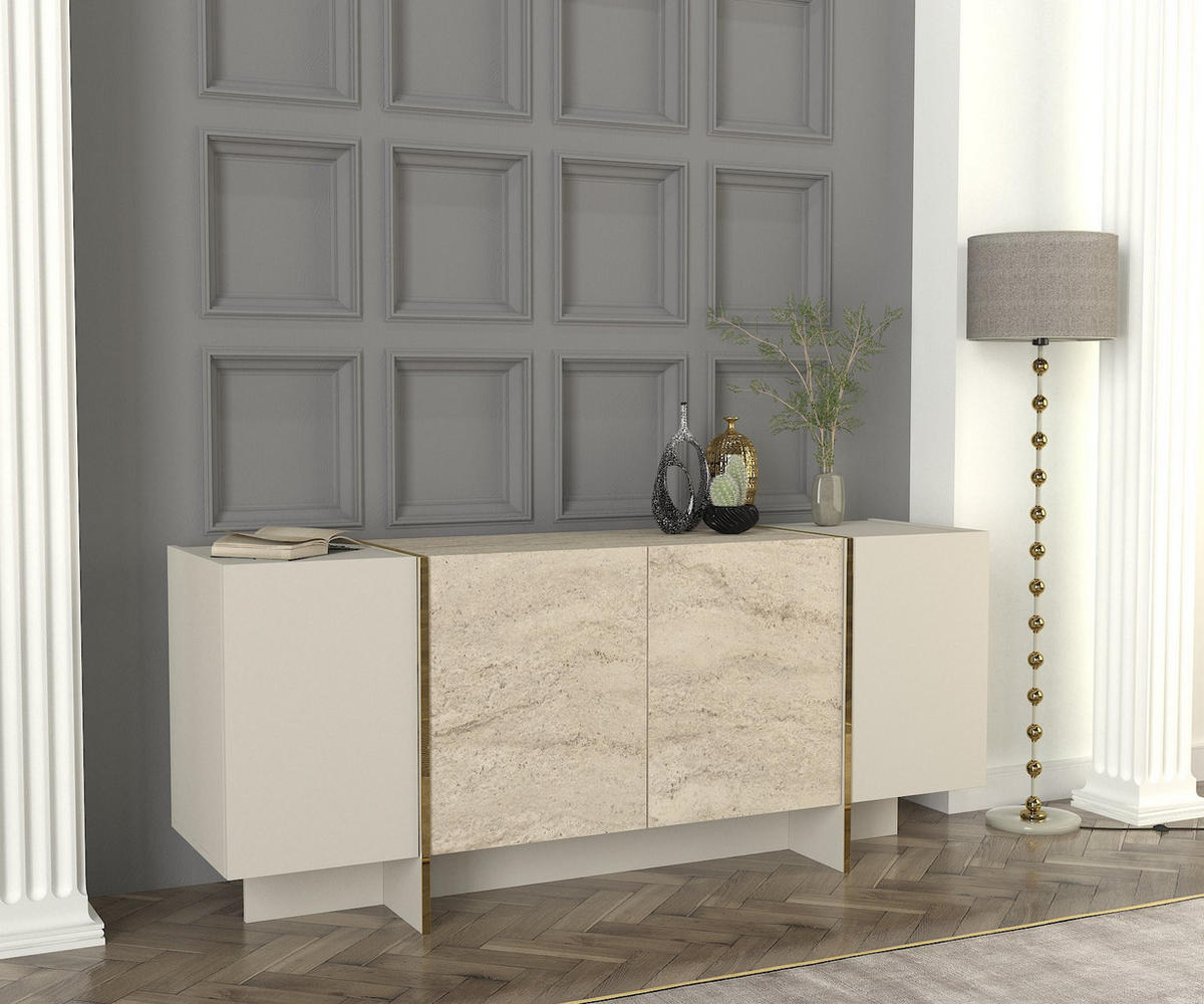 SIDEBOARD Veyron Beige Granit Optik - Beige, Holzwerkstoff (150/74/45cm) - moebel17