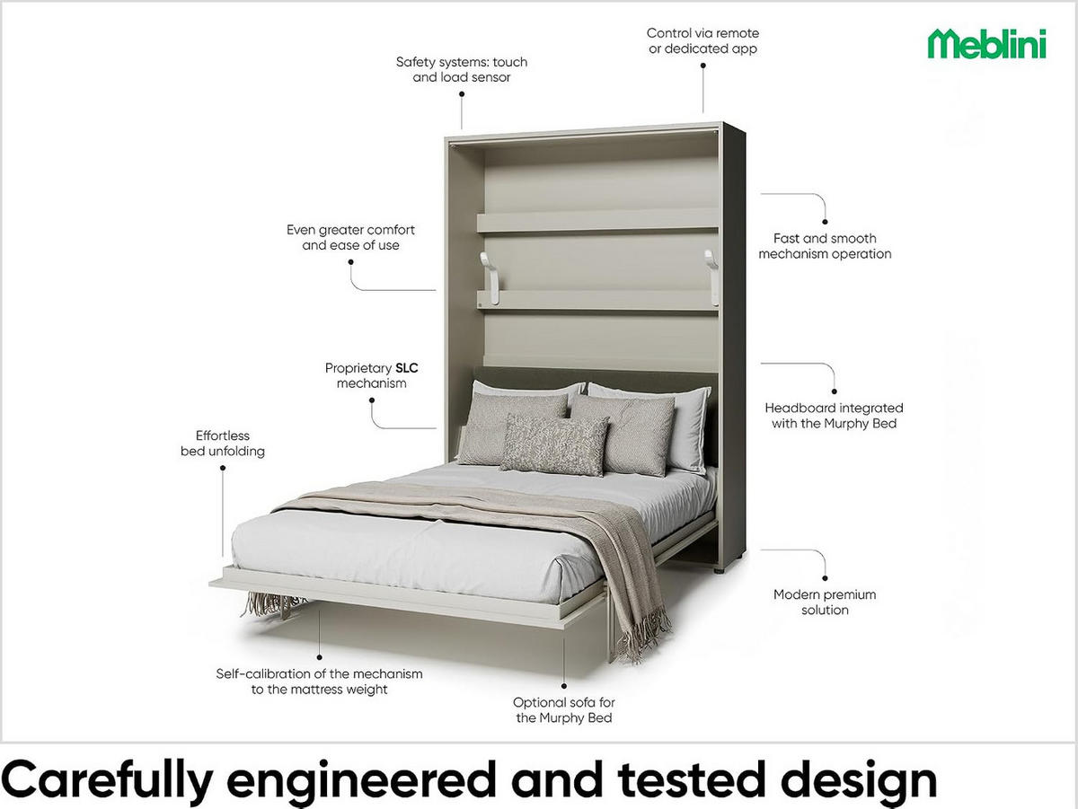 SCHRANKBETT BED CONCEPT BC-36 - Kaschmir/Grün, Holzwerkstoff (140/200cm)