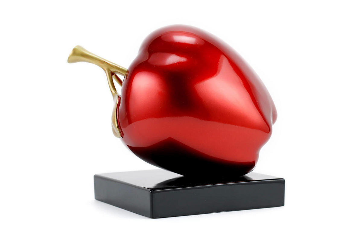 SKULPTUR Gold 18/16 cm - Rot/Goldfarben, Stein (1.55/16/13cm) - KUNSTLOFT