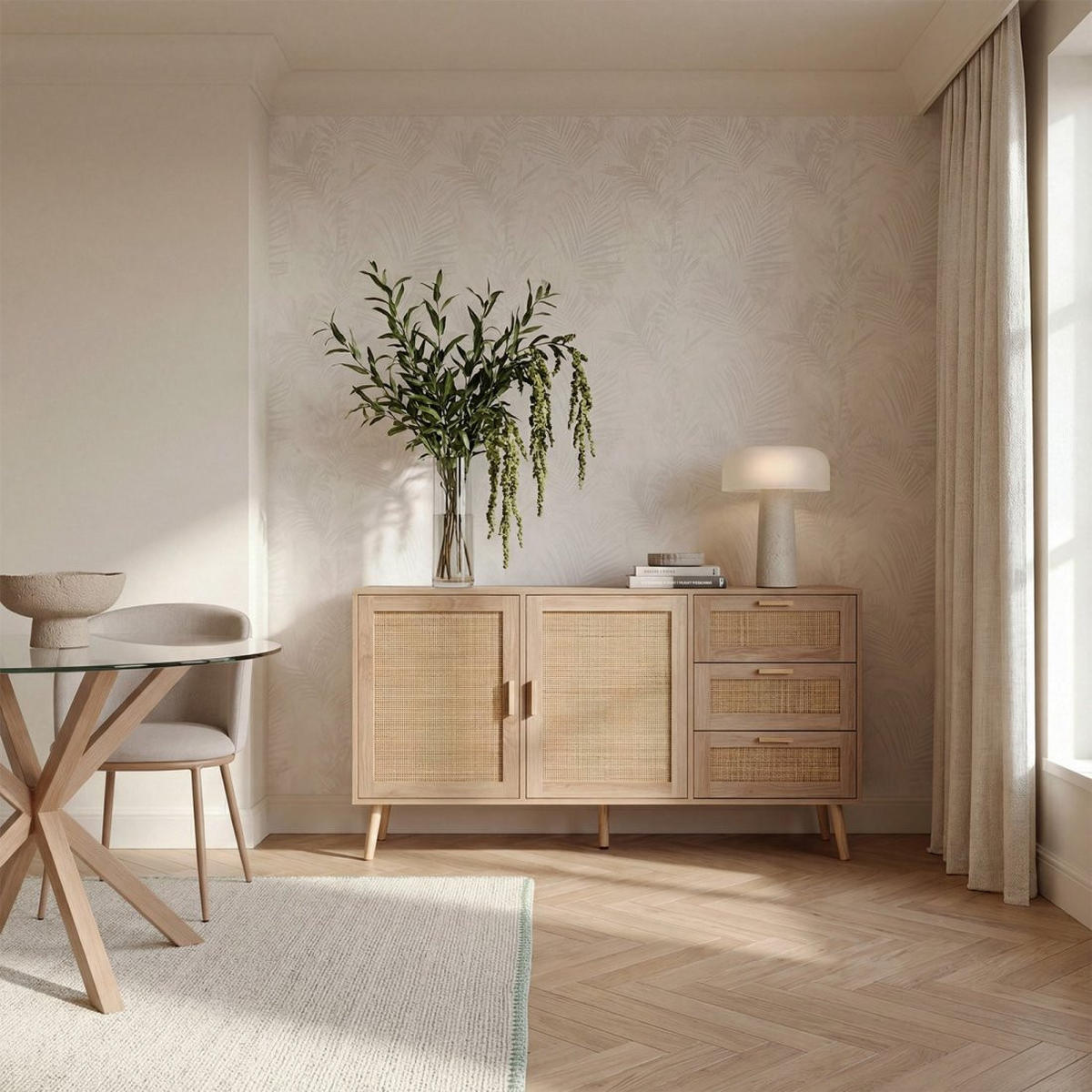 ANRICHTE NIEDRIGE Tahiti Natürlich 148 cm x 79 cm - Naturfarben, Holzwerkstoff (148/79/40cm) - Klast Home