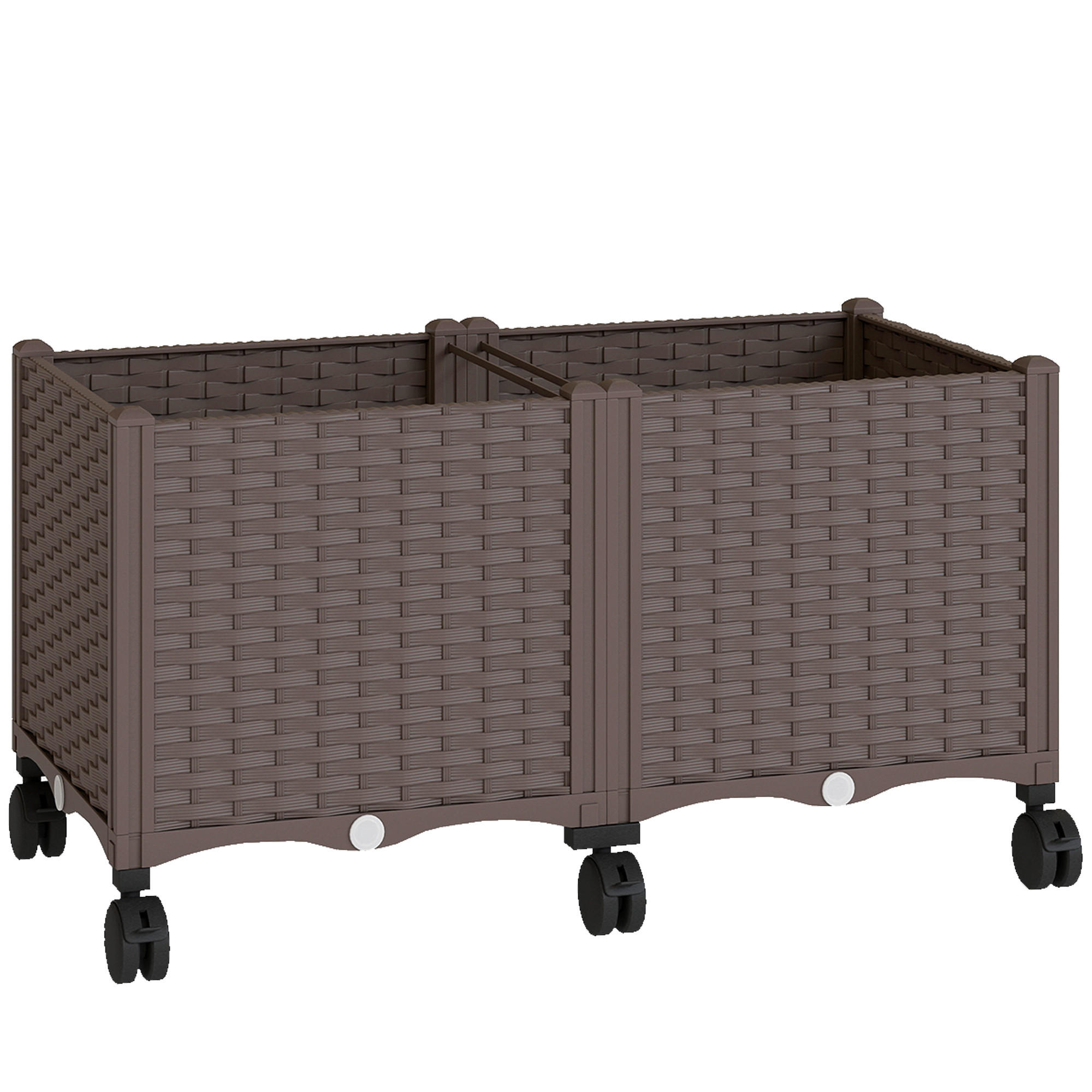 HOCHBEET Kunststoff, Pflanzbeet mit Selbstbewässerungssystem Rolle, Frühbeet - Braun, Kunststoff (40/43/80cm) - Outsunny