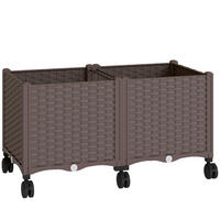 HOCHBEET Kunststoff, Pflanzbeet mit Selbstbewässerungssystem Rolle, Frühbeet - Braun, Kunststoff (40/43/80cm) - Outsunny